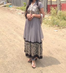 Beautiful Grey Anarkali With Silver Work ❤️