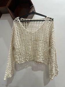 White Crochet Knit Top