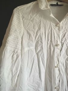Vero Moda White Smocked Sleeve Top