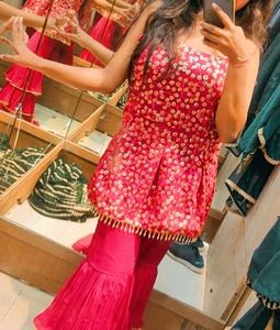 Pink Sequined Sharara Set With Duppata
