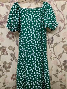 Green polka dot dress