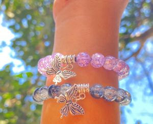 Y2K Black &amp; Purple Butterfly Charm Combo Bracelet