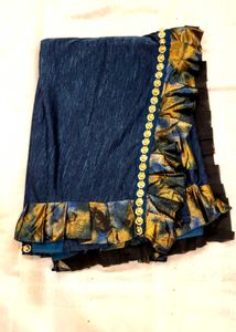 Ruffled Denim Saree