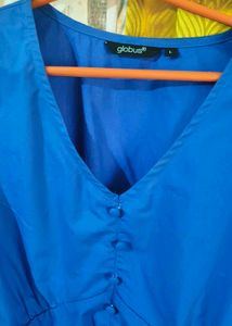 Blue V-Neck Blouse