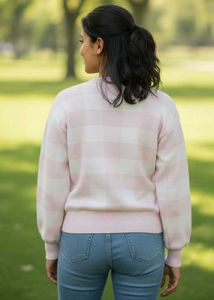 Imported Pink Plaid Cardigan