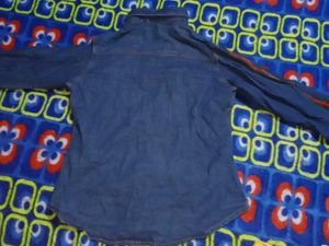 Striped Sleeve Denim Shirt