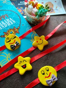 Cute Emoji &amp; Star Rakhi Set