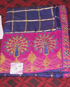new embroidered border saree