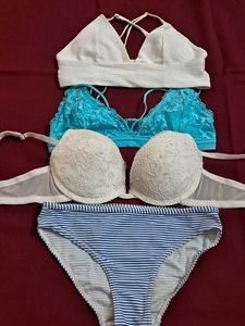 combo  Of Four  Bra  N  Panty  Imported Fabric