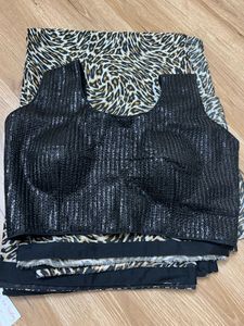 Saree with Sequined Black Blouse
