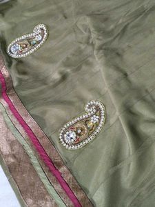 Olive Green Embellished Anarkali