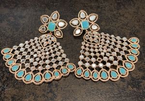 Heavy Blue And Silver Embroidery Earrings🩵🩶