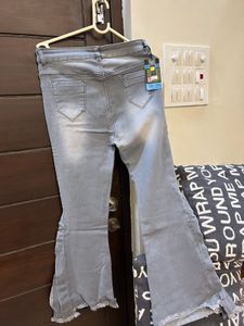 Greyish Bell Bottom Jeans New With Tag In Size 34