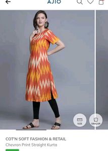 Stylish Orange Ikat Kurta