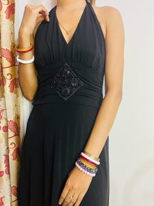 Zara Black Halter Neck Part Wear Dress