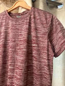 Maroon Patterned Workout T-Shirt,Bust-36Strechable