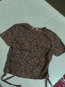Brown Floral Print Top