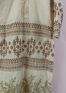 Elegant Cream Kurta with Golden Embroidery ✨