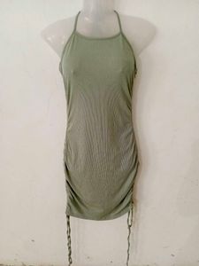 SEXY HALTERNECK TIE BACKLESS RUCHED BODYCON