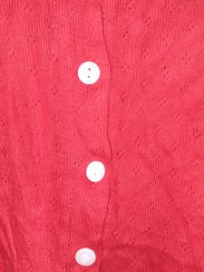 Trendy Cropped Cardigan Sweater Red