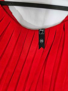 Red Pleated Peplum Top