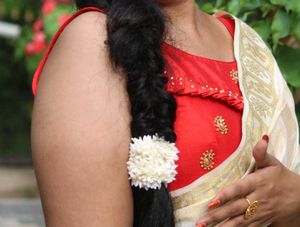 Red &amp; Gold Embellished Saree Blouse