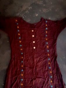 Burgundy Color Kurti Rayon Far Dally Use