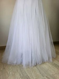 White Tulle high low  skirt