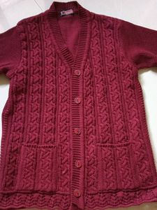 Maroon Front Button Sweater