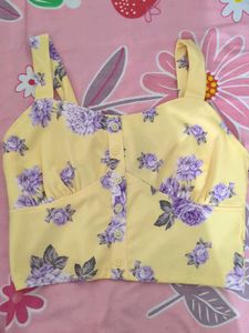 Floral Button-Front Crop Top