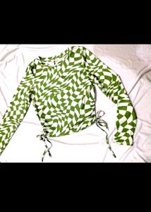 ONLY GREEN Full Sleeves ABSTRACT TOP