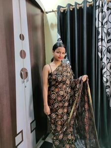 Party Wear Black Full Work Saare