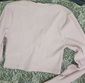 Knit Pink Crop Sweater Top