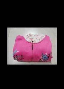 Pink Floral Zip-Up Hoodie