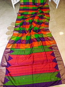 Double Check Lattu Pure Silk Saree
