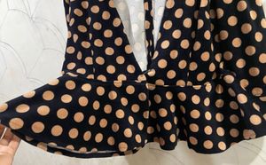Polka Dot Peplum Velvet Top