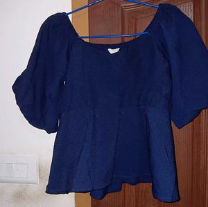 Navy Peplum Blouse