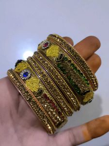 Golden Embellished Bangle Set