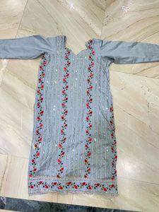 Powder Blue Floral Embroidered Salwar Kameez