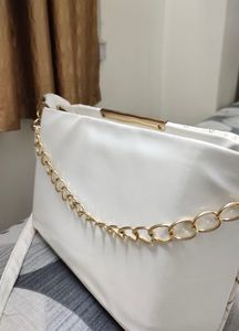 White Cream Quilted Chain Bag With Free Gift 🎁