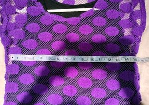 Purple Polka Dot Top With Black Inner