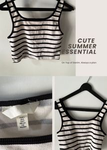 H&M Striped Crop Tank Top