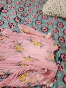 Pink Floral Pleated Top