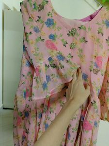 Beautiful Pink Frock With Straight Paint