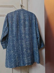 Indigo Ikkat Printed Short Women Tunic Top
