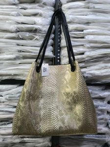 Metallic Snake Print Tote