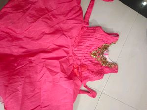 Pink Party Dress with Embellished Neckline