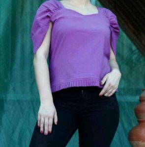 Purple Puff Sleeve Top