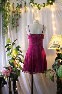 Magenta V-Neck 90s Bollywood Dress