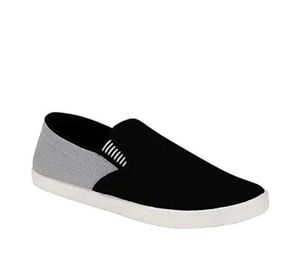 Men&#39;s Casual Black &amp; Gray Slip-On Canvas Shoes